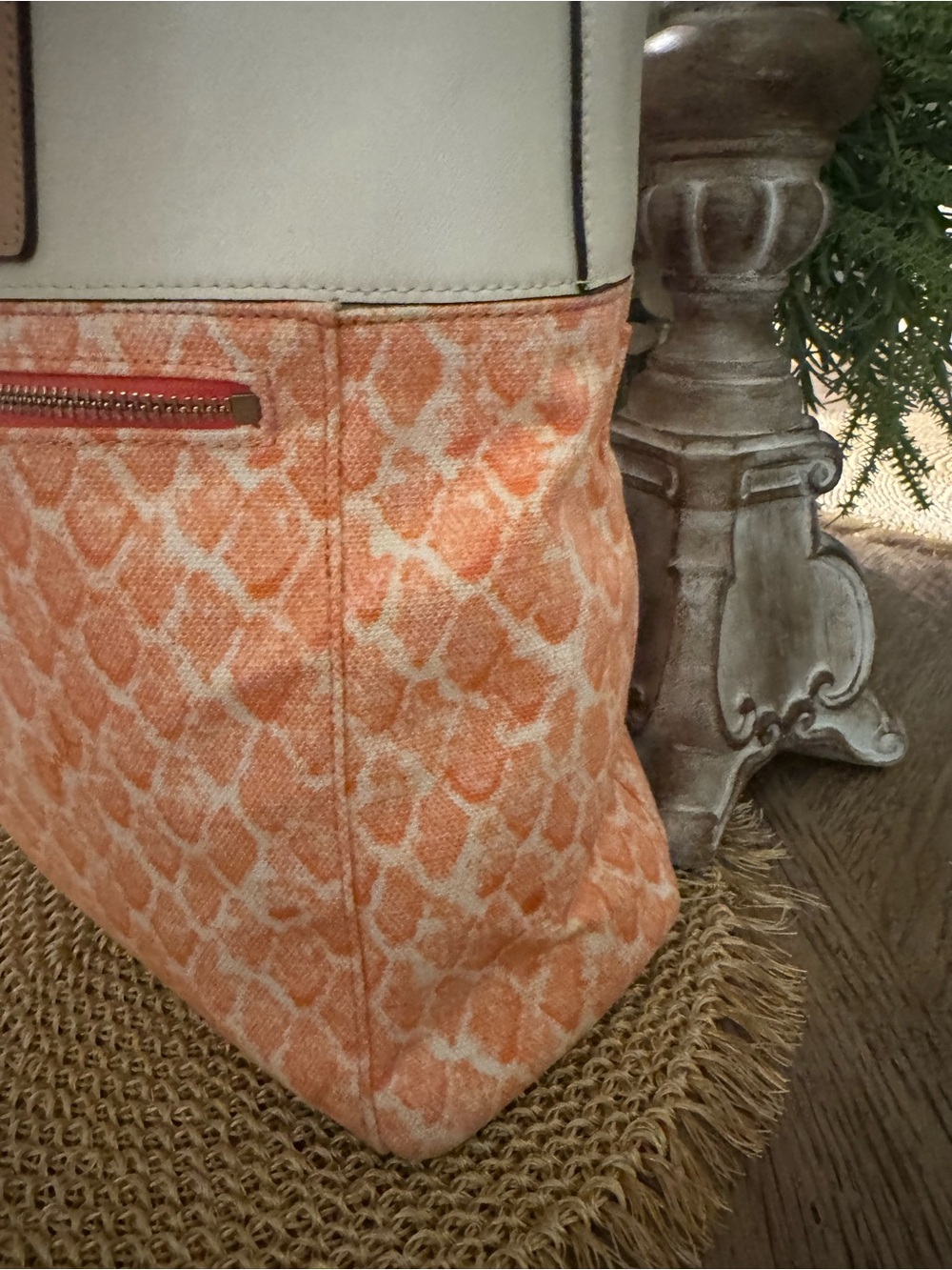 Coach GOOD as NEW Snake Patterned Tote Bag with Cream Trim with Triple Hangtag - Picture 6 of 15